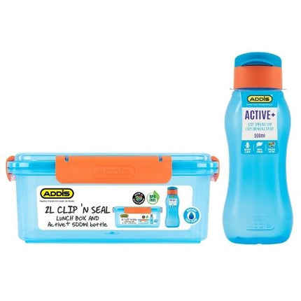 CLIP & SEAL 2lt & ACTIVE+ 500ml BOTTLE COMBO BLUE