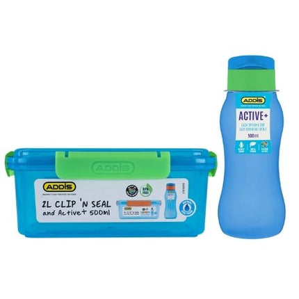 CLIP & SEAL 2lt & ACTIVE+ 500ml BOTTLE COMBO BLUE