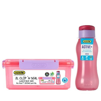 CLIP & SEAL 2lt & ACTIVE+ 500ml BOTTLE COMBO PINK