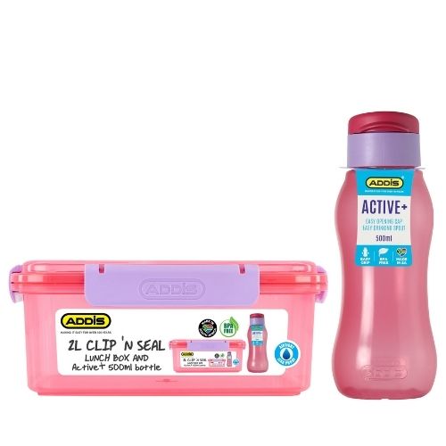 CLIP & SEAL 2lt & ACTIVE+ 500ml BOTTLE COMBO PINK