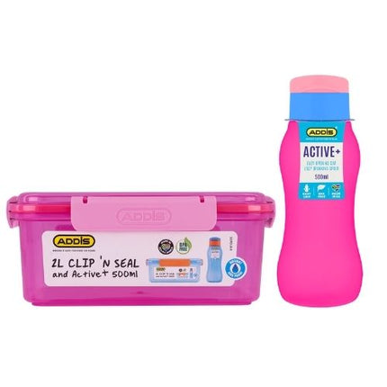 CLIP & SEAL 2lt & ACTIVE+ 500ml BOTTLE COMBO PINK