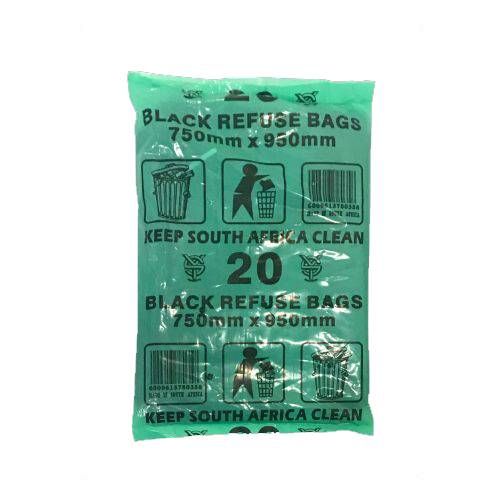 REFUSE BAG BLACK 750mm x 950mm 18mic