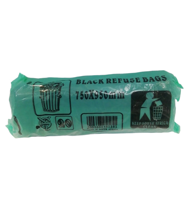 REFUSE BAG ON ROLL BLACK 18mic 750x950mm