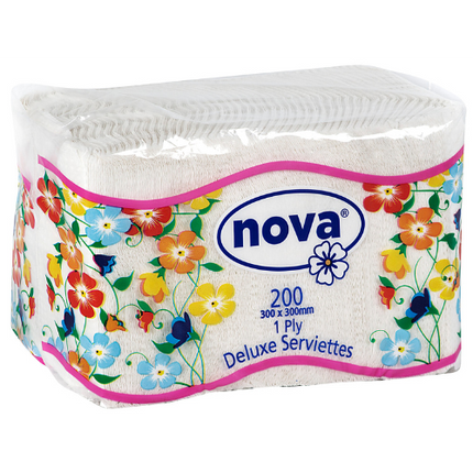 SERVIETTE 1ply 300x300mm 200s
