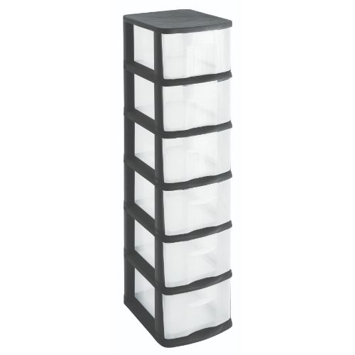 6 DRAW STORAGE TOWER BLACK