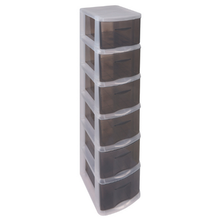 6 DRAW STORAGE TOWER SMOKEY
